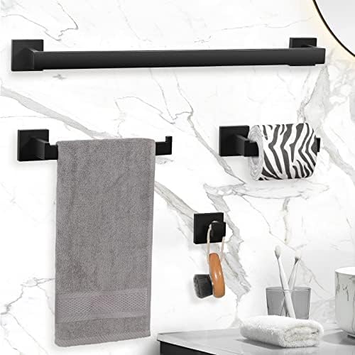 Velimax Premium Stainless Steel 4-Piece Bathroom Towel Bar Set Matte Black