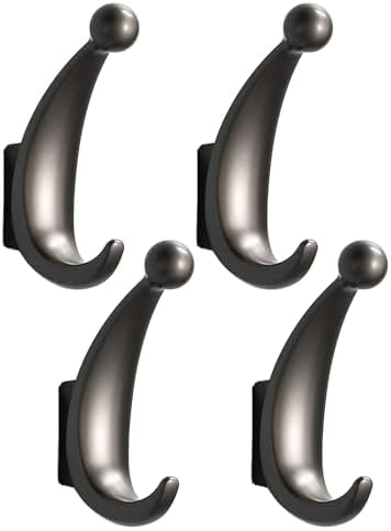 Yundoza 4-Piece Towel Robe Hook Set for Bathroom Bedroom Entryway
