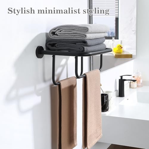 Premium Matte Black Towel Rack for Bathroom Storage