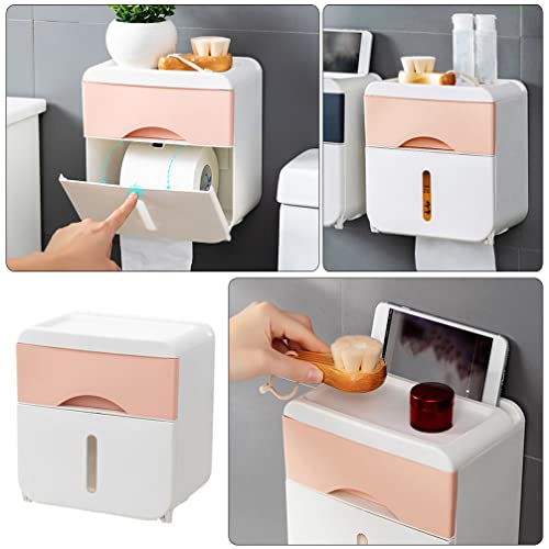 FOMIYES Bathroom Storage Box No Punching Organizer with Wall Holder