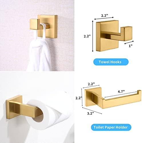 5-Piece Gold Trimmed Stainless Steel Bathroom Towel Rohex Rack Set