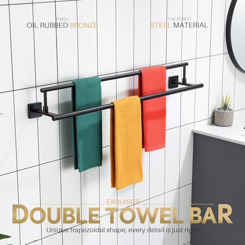 Premium Stainless Steel Towel Bar Oil Rubbed Bronze 32-Inch Double Towel Holder