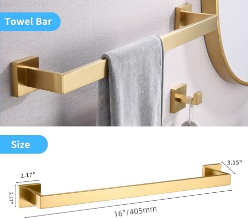 5-Piece Gold Trimmed Stainless Steel Bathroom Towel Rohex Rack Set