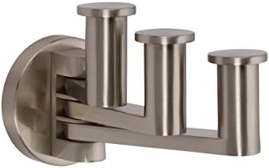 Triple-Pivoting Nickel Robe Hook for Efficient Towel and garment Hanging