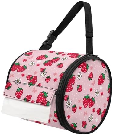 Strawberry Toilet Paper Hanger Wall Mount Storage Bag for Camping