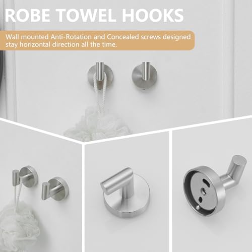 5-Piece Stainless Steel Towel Bar Set with Brushed Nickel Finish