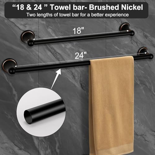 7-Piece Bathroom Hardware Set Matte Black Aluminum Stainless Steel Bathroom Set