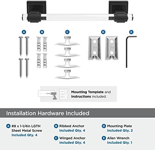 Amerock BH36065CMB - ClearMatte Black Towel Bar 8 in Towel Rack