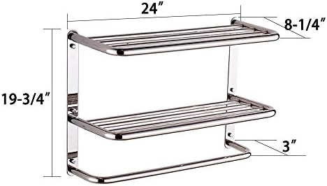 Sturdy 24-Inch Wall-Mounted Bathroom Shelf With Towel Bars