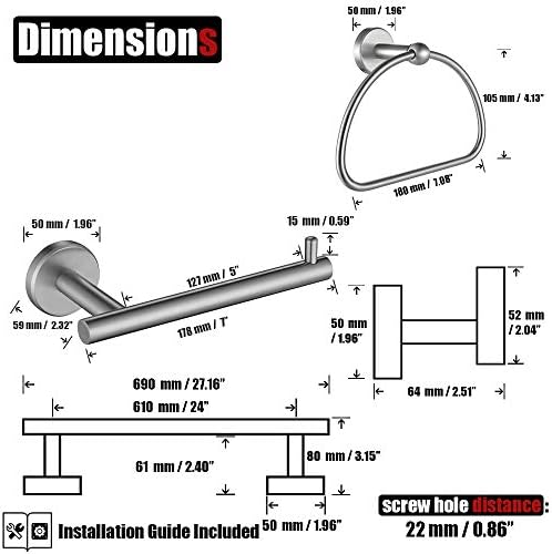 5-Piece Stainless Steel Polished Chrome Bath Hardware Set for Home Bathroom