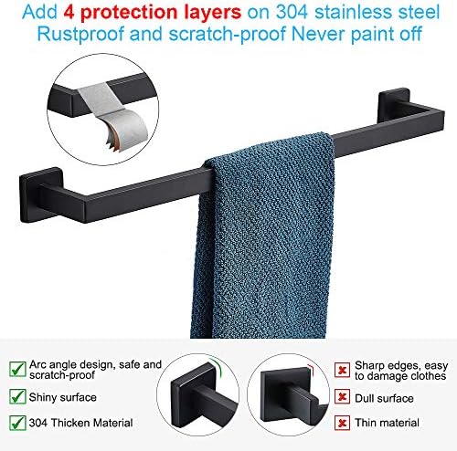 TocTen 4-Piece Stainless Steel Bathroom Hardware Set - Space-Saving Durable