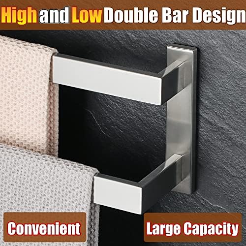 Alise Bath Double Towel Bars Black Stainless Steel Towel Holder for Bathroom