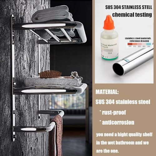 Sturdy 24-Inch Wall-Mounted Bathroom Shelf With Towel Bars