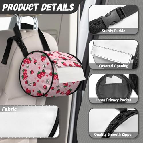 Strawberry Toilet Paper Hanger Wall Mount Storage Bag for Camping