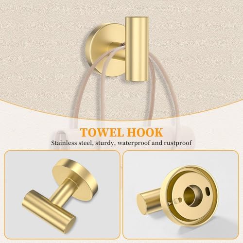 Elegantly Modern Brushed Gold Towel Bar Set 10 Piece