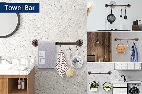 NearMoon 5-Piece Industrial Pipe Bathroom Hardware Set Bronze 18 Towel Bar Included