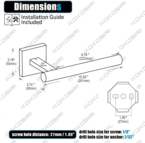 KOKOSIRI Towel Bar Stainless Steel Bathroom Hardware 2 Pack