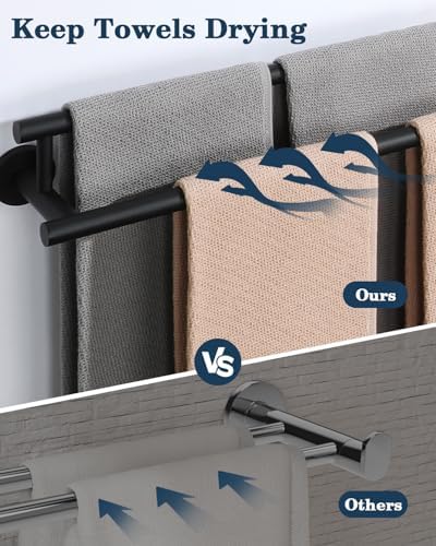 Alise Double Bath Towel Bars for Bathroom Matte Black