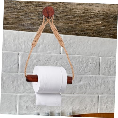 Stylish Wall-Mounted Toilet Tissue Organizer with Rustic Rope Design Easy to Install