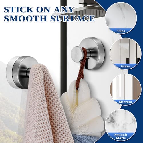 WarlveSturdy Suction Cup Showers Hooks in Brushed Nickel