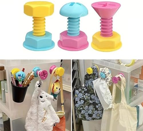 3-Piece Adhesive Screw Wall Hooks for Kids Rooms Offices