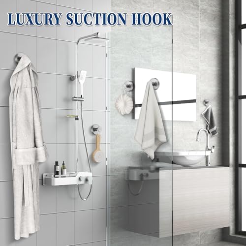 WarlveSturdy Suction Cup Showers Hooks in Brushed Nickel