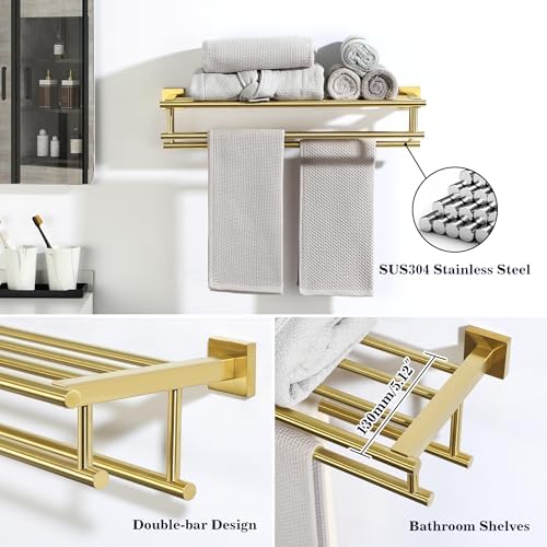 Alise Double Towel Bar Rack Stainless Steel Gold
