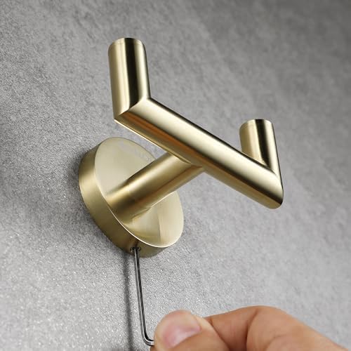 Versatile Heavy Duty Towel Hook with Brushed Gold Finish