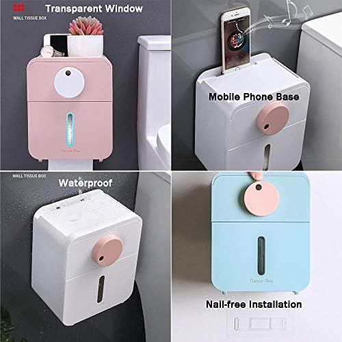 Elegant Toilet Paper Holder with Built-in Storage Pink Design