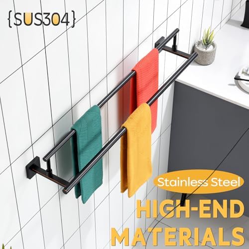 Premium Stainless Steel Towel Bar Oil Rubbed Bronze 32-Inch Double Towel Holder