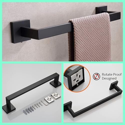 Ergonomic 4-Piece Bathroom Hardware Set Matte Black Perfect for Home Use