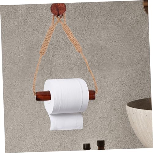 Stylish Wall-Mounted Toilet Tissue Organizer with Rustic Rope Design Easy to Install