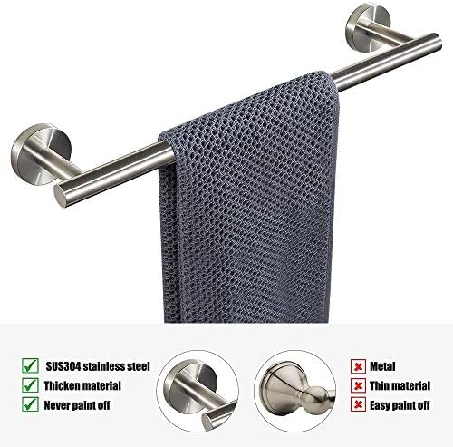 Sturdy 304 Stainless Steel Bath Towel Bar with Smooth Nickel Finish