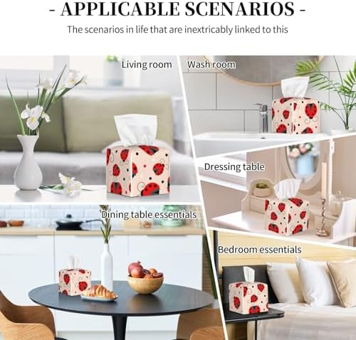 The Perfect Red Ladybug-Print Leather Tissue Box Holder