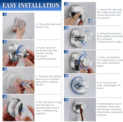 WarlveSturdy Suction Cup Showers Hooks in Brushed Nickel