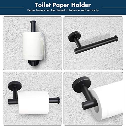 TOCTEN 5PCS Stainless Steel Bathroom Hardware Set Matte Black