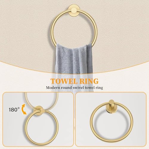 Elegantly Modern Brushed Gold Towel Bar Set 10 Piece