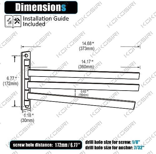 Precision-Cut 3-Arm Swivel Towel Holder