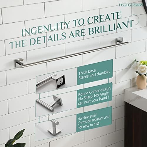 KOKOSIRI 32 Stainless Steel Towel Bar Chrome Bathroom Holder 2-Pack