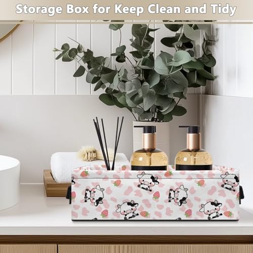 Voxugoniy Toilet Basket Tank Topper Cow Design Storage Basket