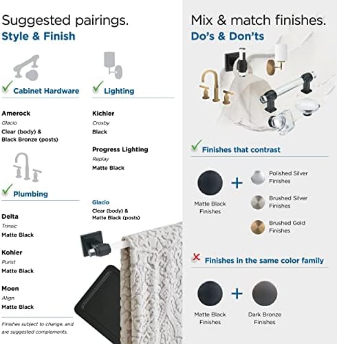 Amerock BH36065CMB - ClearMatte Black Towel Bar 8 in Towel Rack