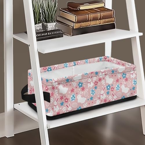 ZUXONGSY Pink Toilet Top Basket - Rectangular Storage Organizer with Handles