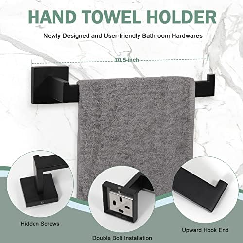 Velimax Premium Stainless Steel 4-Piece Bathroom Towel Bar Set Matte Black