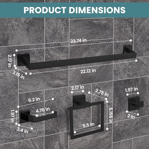 Homelitsly 24-Inch Premium Black Bathroom Hardware Set Tiles Rc12v2