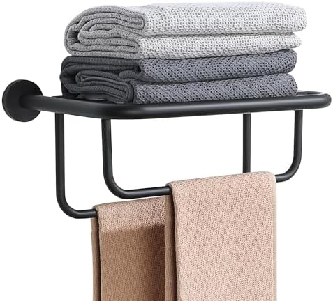 Premium Matte Black Towel Rack for Bathroom Storage