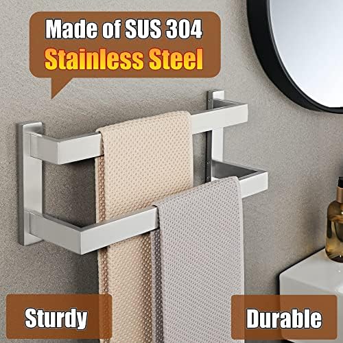 Alise Bath Double Towel Bars Black Stainless Steel Towel Holder for Bathroom