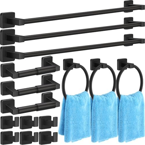 Stylish 15-Piece Bathroom Hardware Set Black Matte