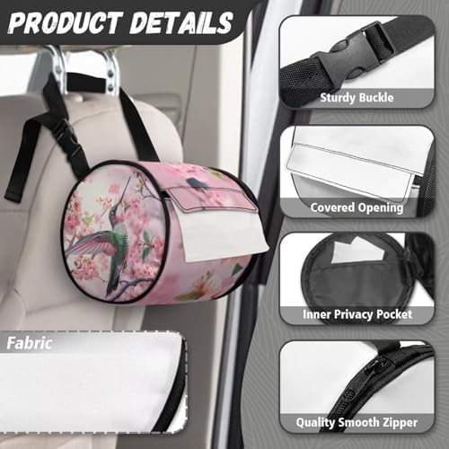 ZUXONGSY Hummingbird Camping Paper Towel Holder Peach Blossom Car Decor