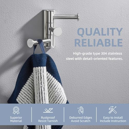 Sturdy Towel Robe Hook for Bathroom Compact Design