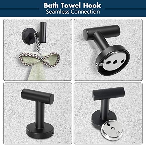 TOCTEN 5PCS Stainless Steel Bathroom Hardware Set Matte Black